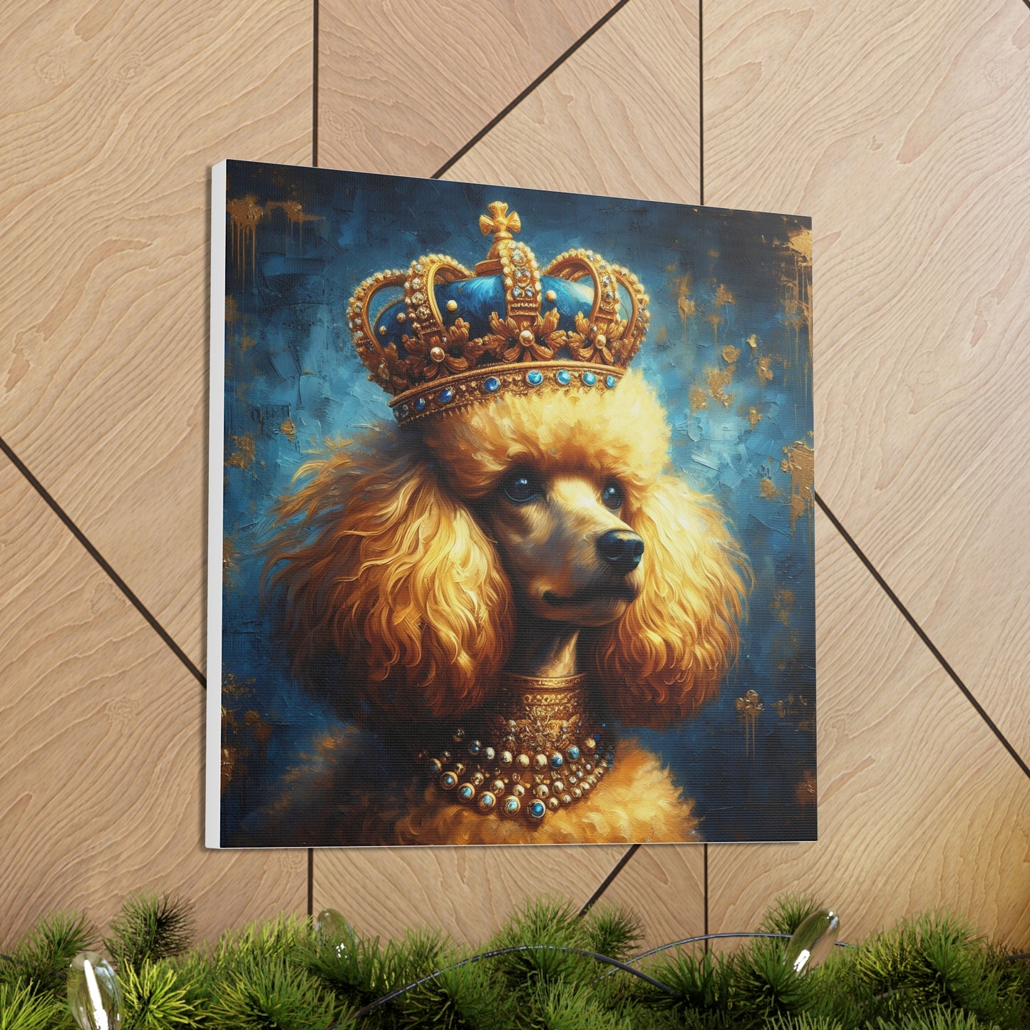 Crowned Poodle Oil Painting Style Canvas Print