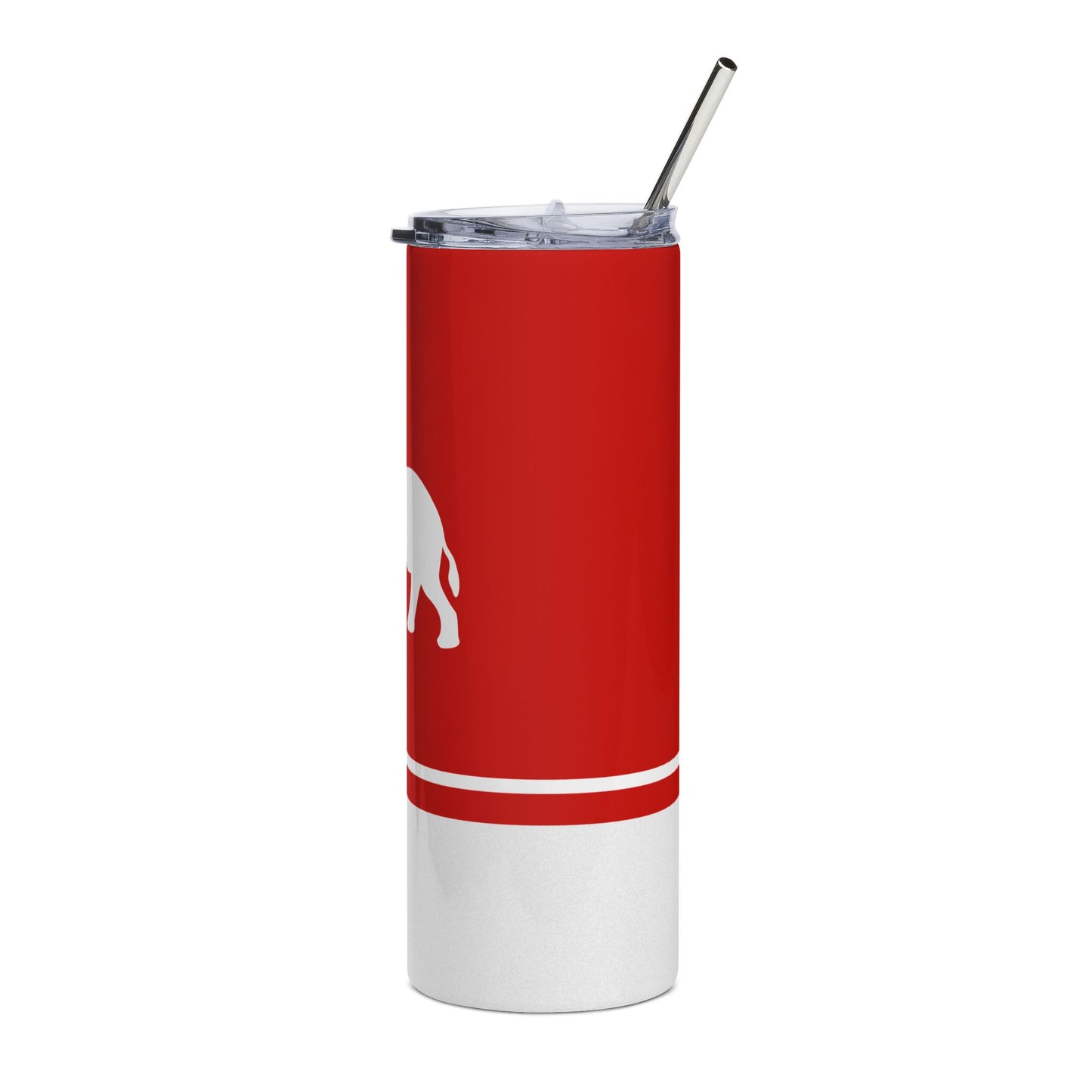 Faux Glitter Elephant Icon Stainless Steel Tumbler | Red and White