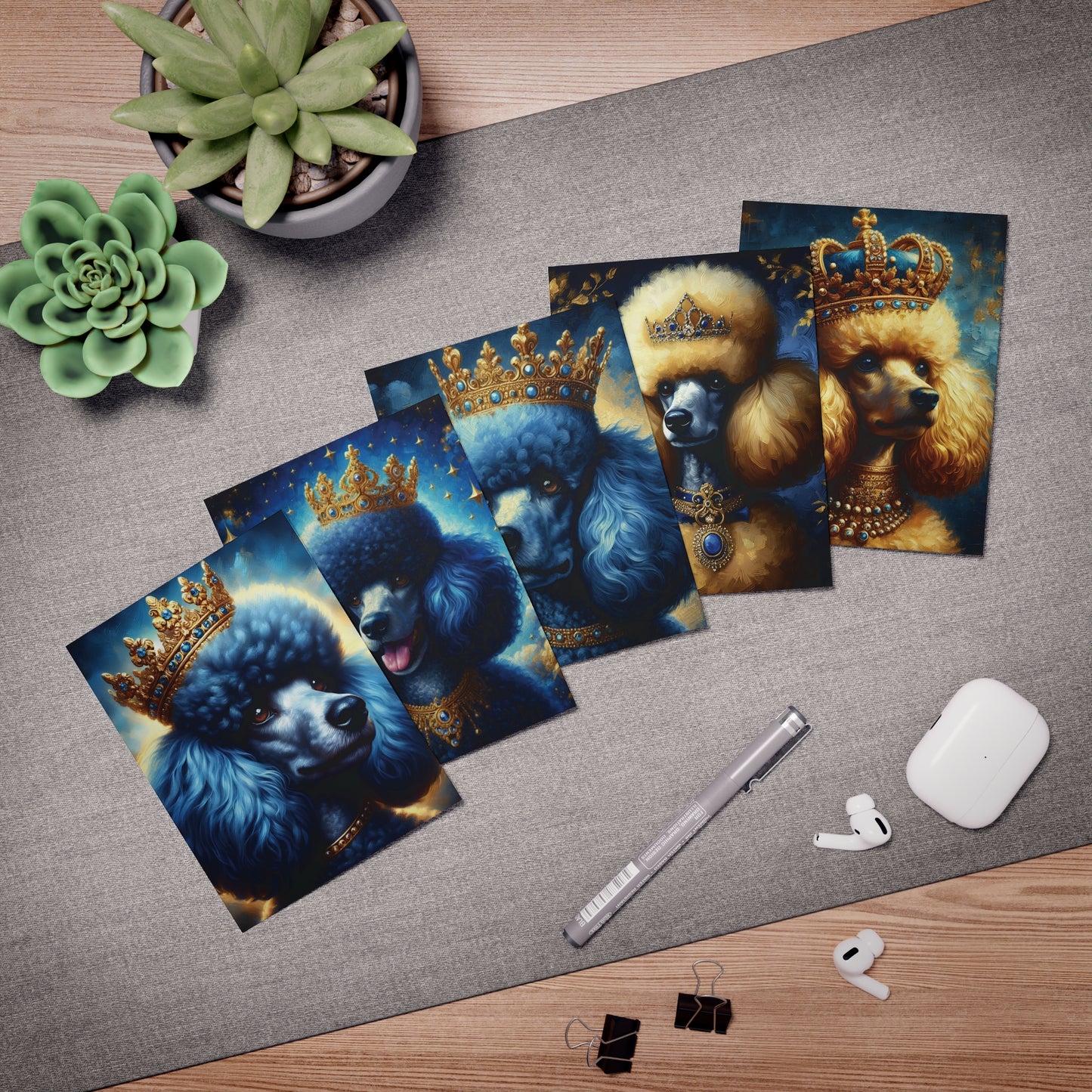 Oil Painting Royal Poodle Greeting Card (5 Pack)