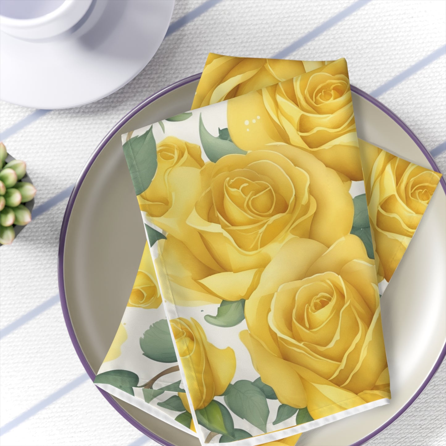 Yellow Rose Cloth Napkins