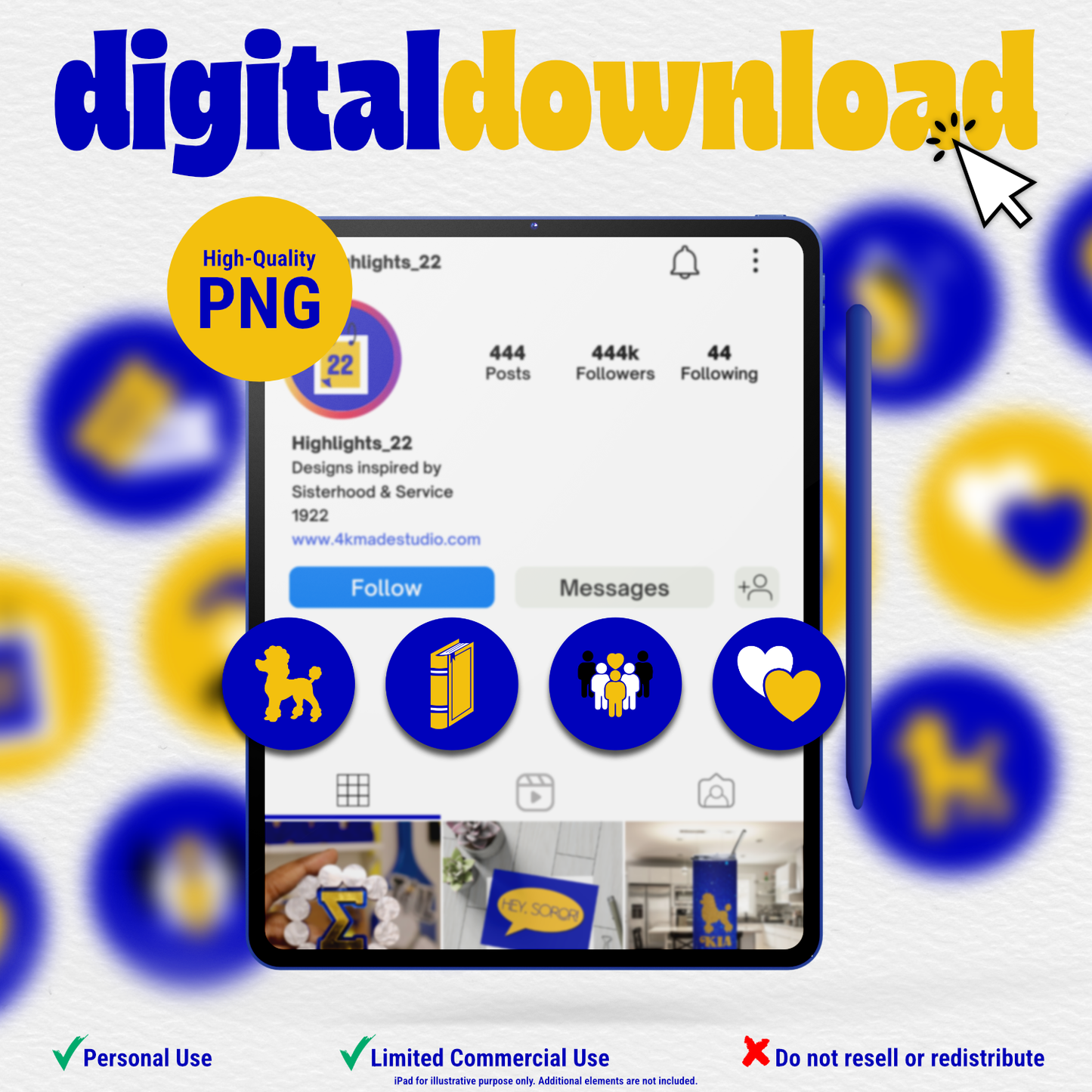 Blue and Gold Sorority Instagram Highlight Covers (Set of 10)