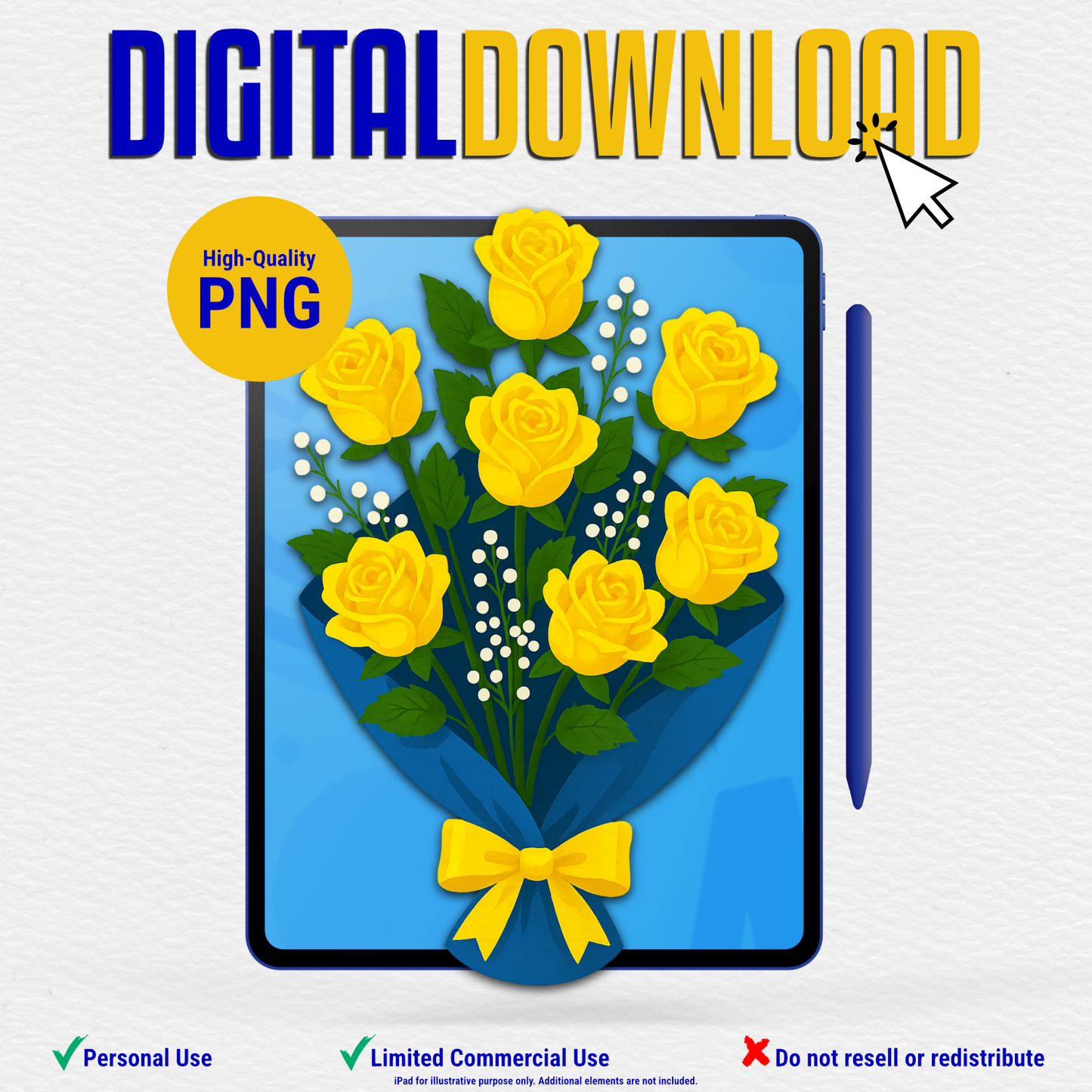 Yellow Rose Bouquet Clip Art (Digital Download)
