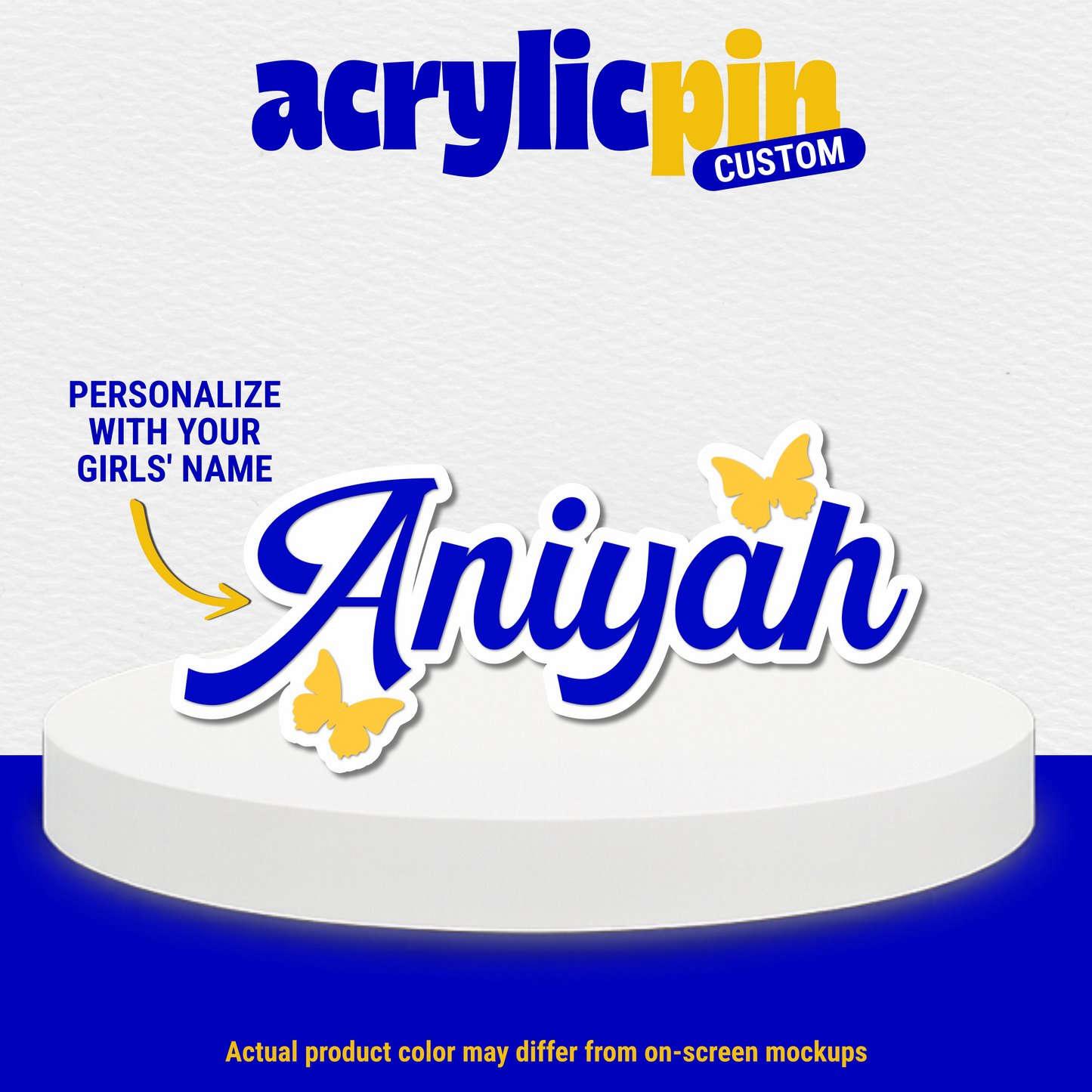 Personalized Name Pin with Butterflies