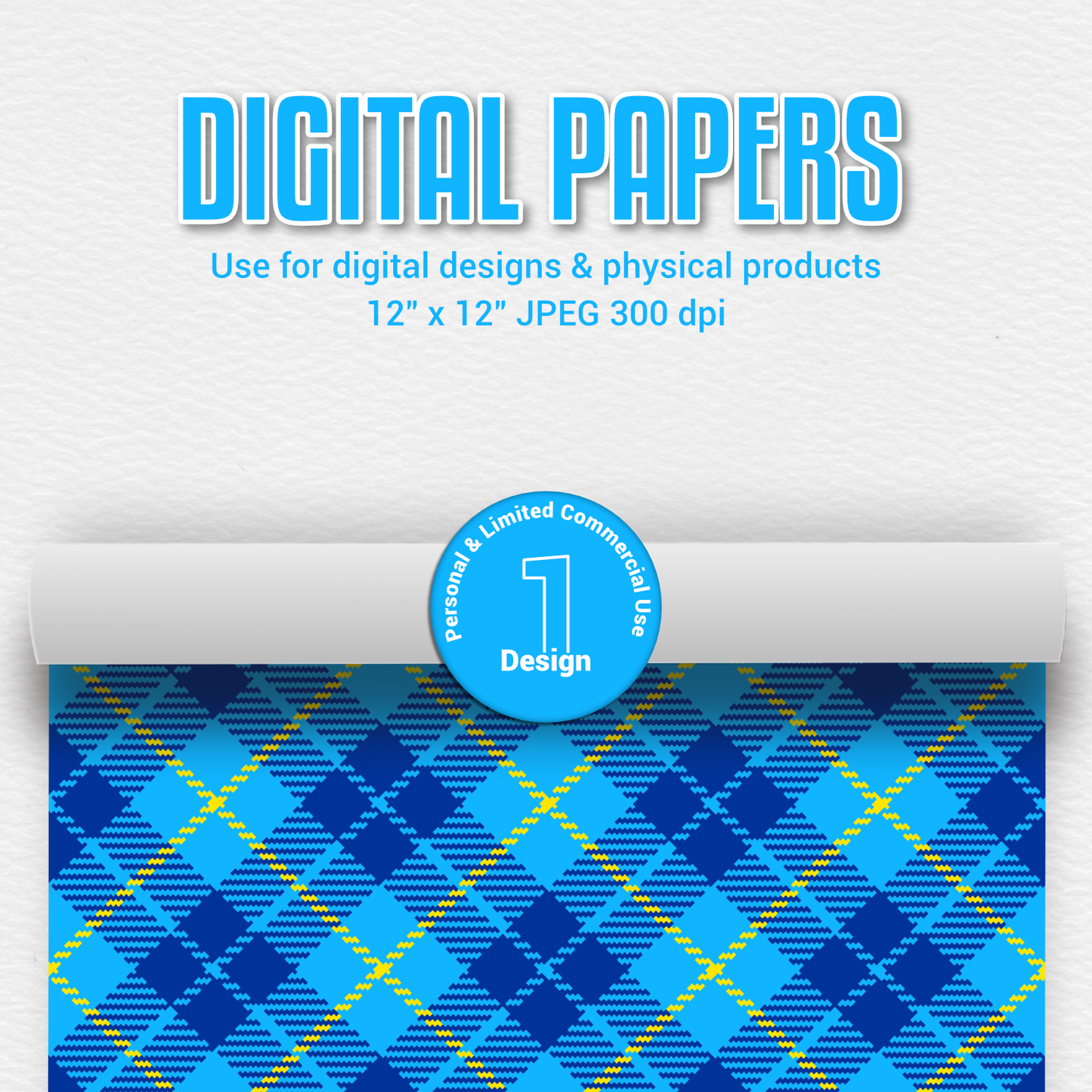 NEW!! Digital Papers Light Blue Tartan/Plaid (Digital Download)