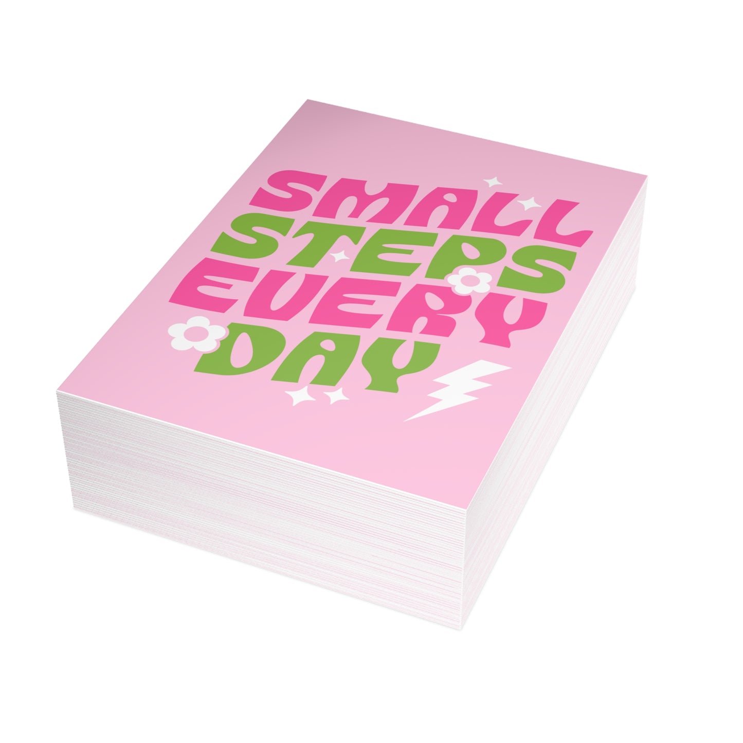 Small Steps Everyday – Folded Greeting Card | Pink and Green | Single & Bulk