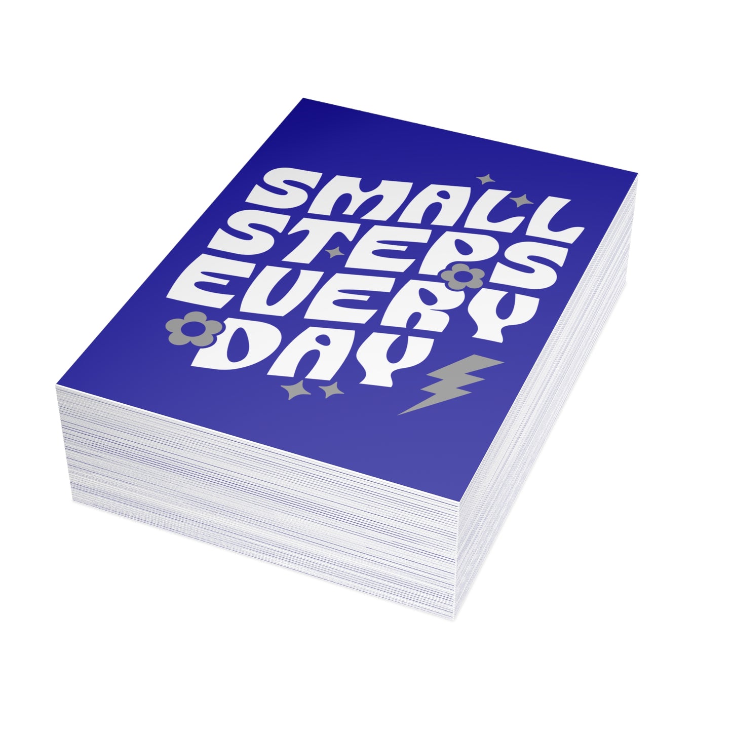 Small Steps Everyday – Folded Greeting Card | Blue and White | Single & Bulk