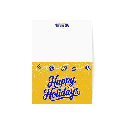 Happy Holidays – Folded Greeting Card | Multiple Designs | Blue and Gold | Single & Bulk