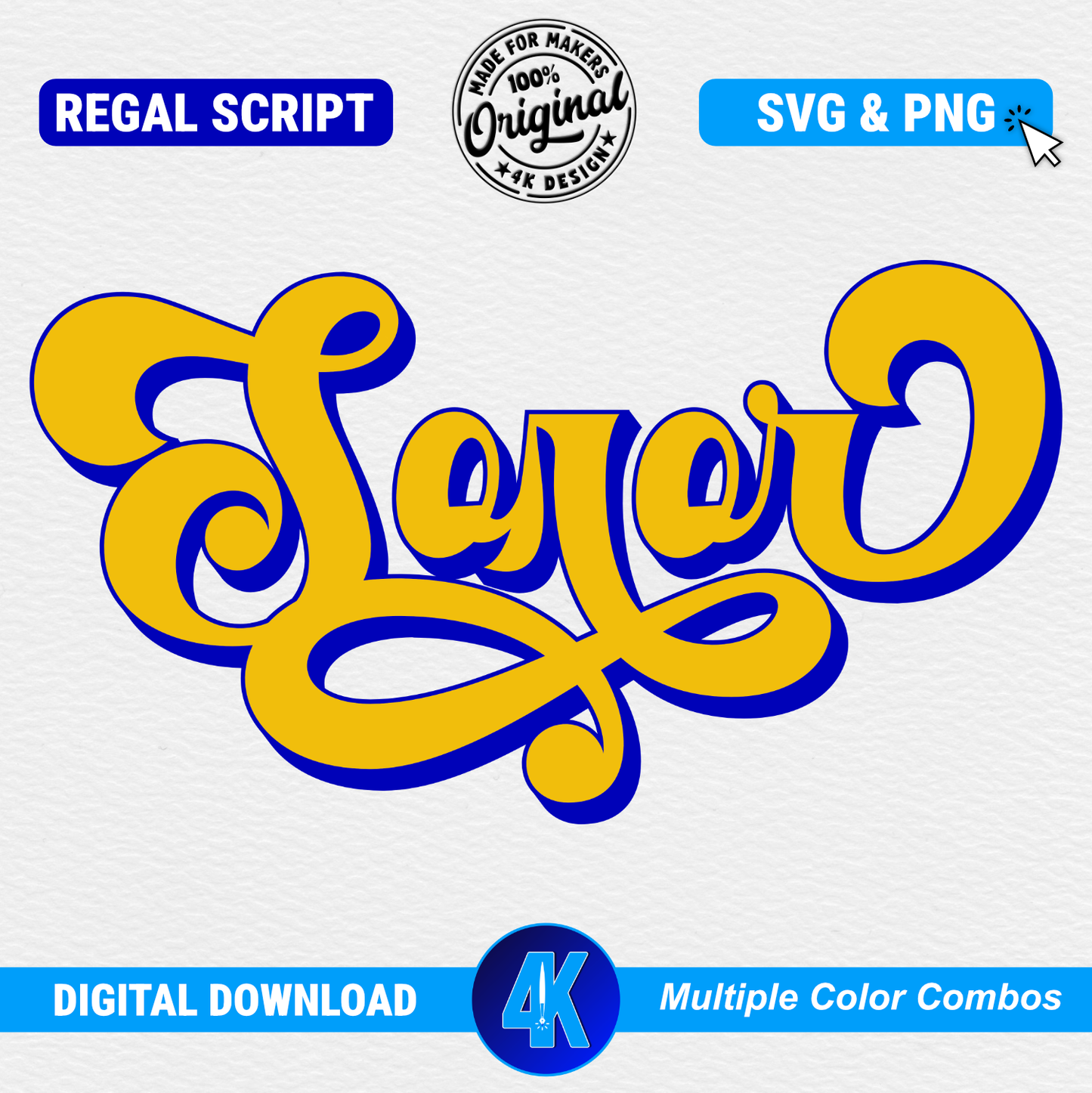 Soror - Regal Script | Blue & Gold | SVG & PNG