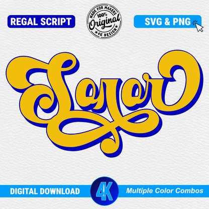 Soror - Regal Script | Blue & Gold | SVG & PNG
