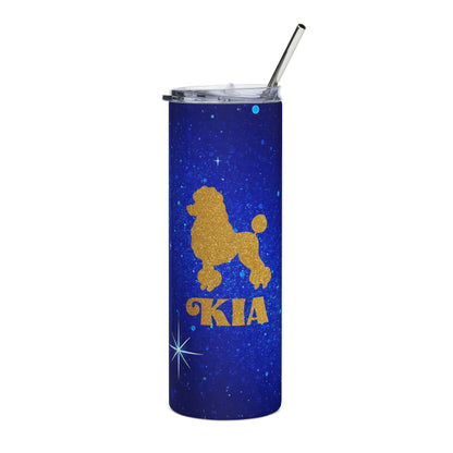 Personalized Faux Glitter Poodle Tumbler | Blue and Gold