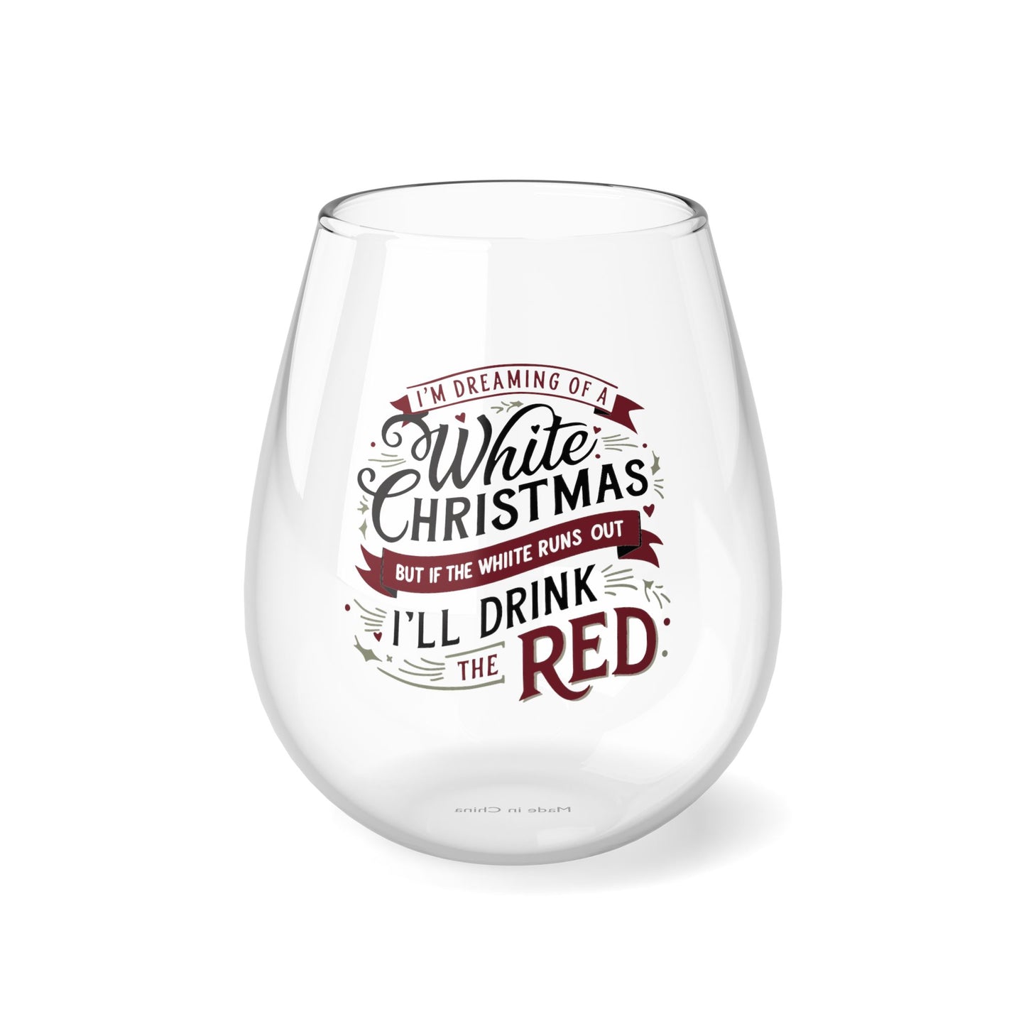 White Christmas Wine Glass