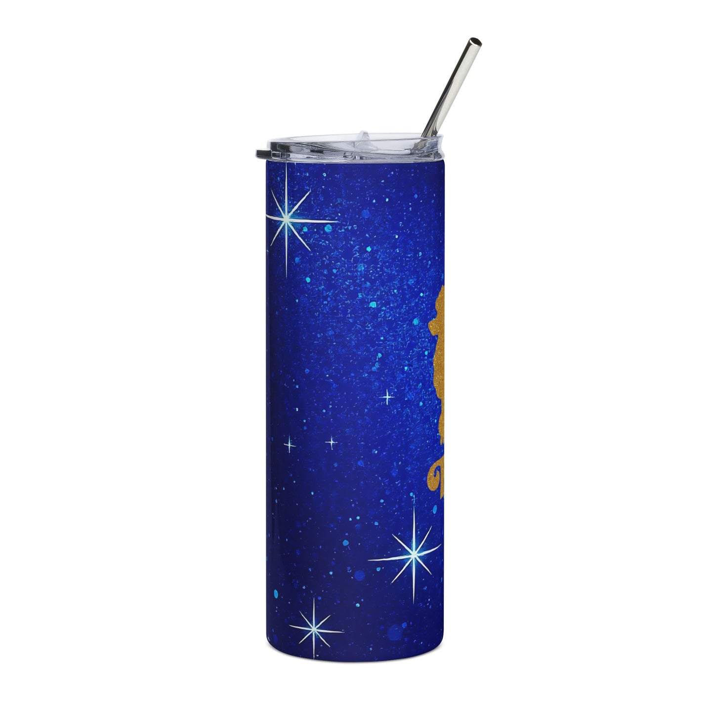 Personalized Faux Glitter Poodle Tumbler | Blue and Gold