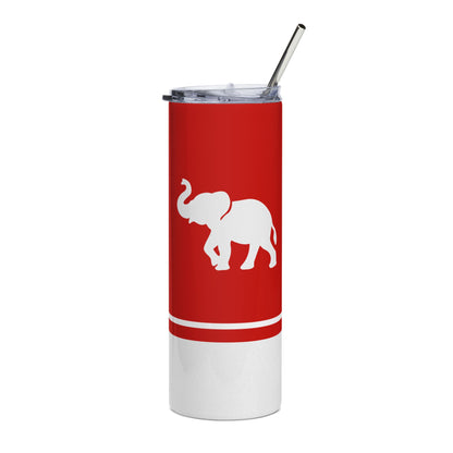 Faux Glitter Elephant Icon Stainless Steel Tumbler | Red and White