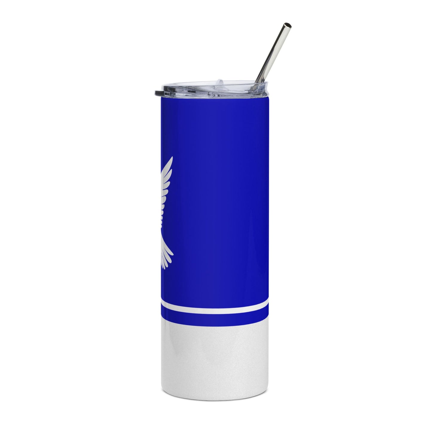Faux Glitter Dove Icon Stainless Steel Tumbler | Blue and White