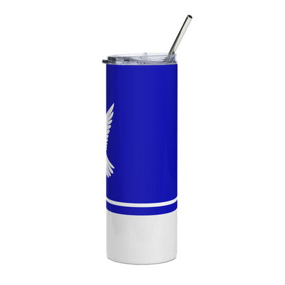 Faux Glitter Dove Icon Stainless Steel Tumbler | Blue and White