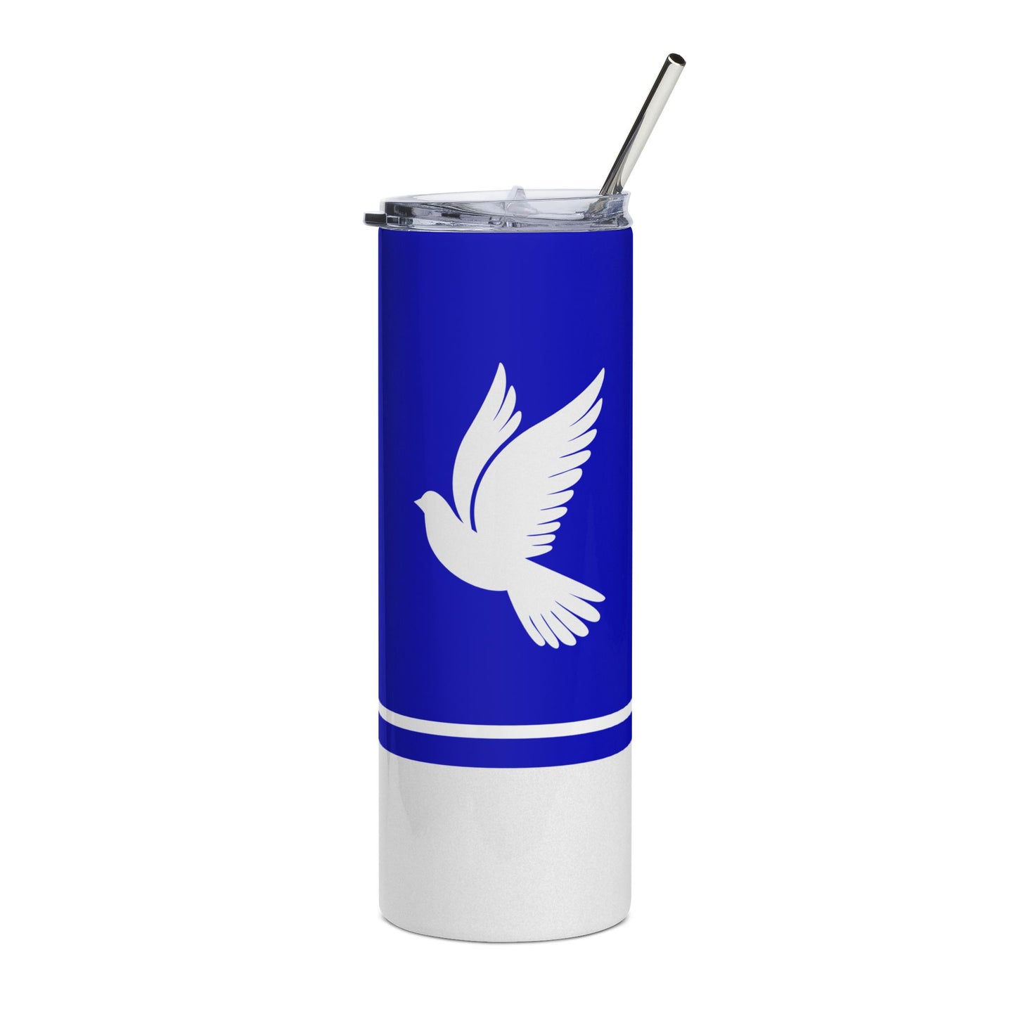 Faux Glitter Dove Icon Stainless Steel Tumbler | Blue and White