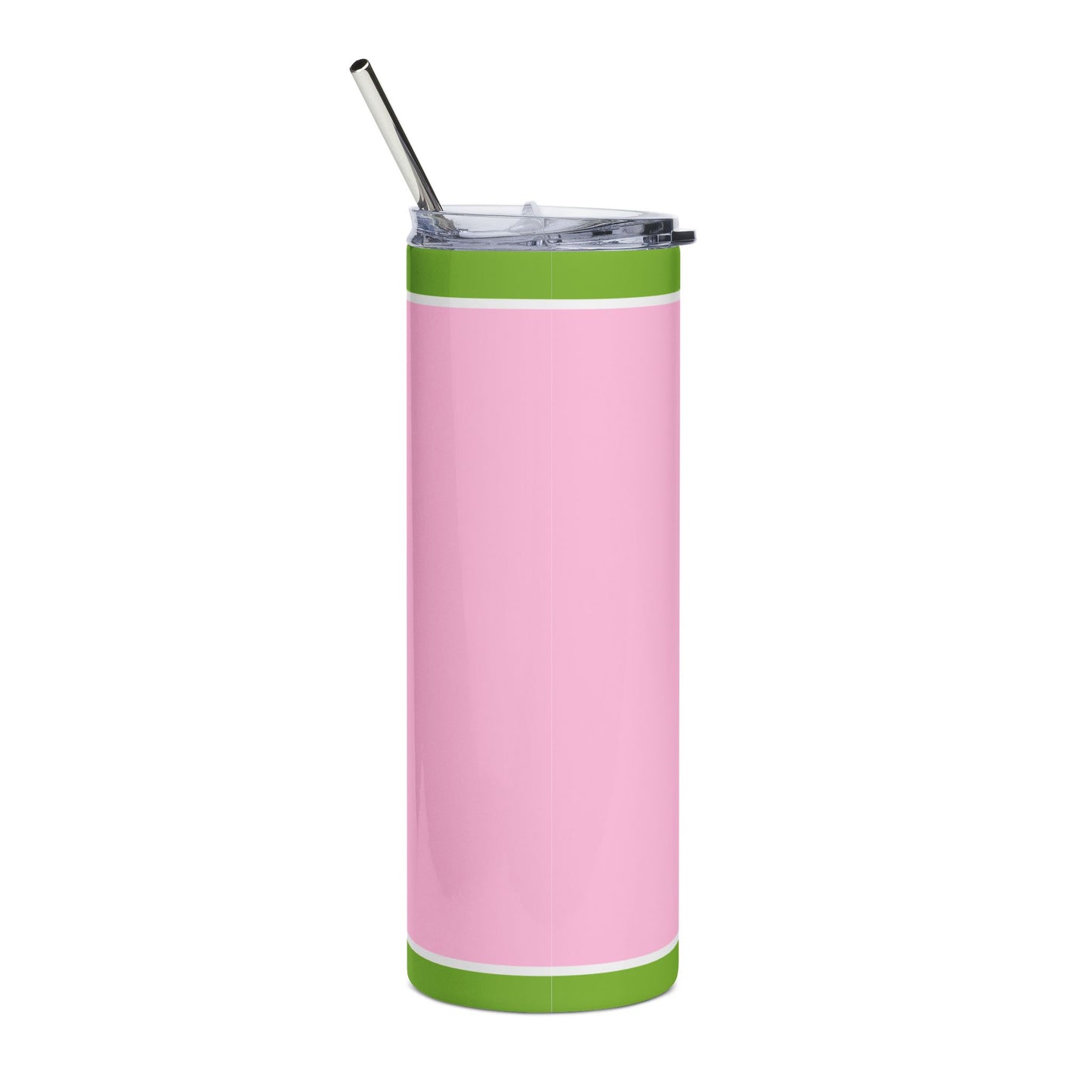 Personalized Soror Tri-Color Stainless Steel Tumbler | Pink and Green