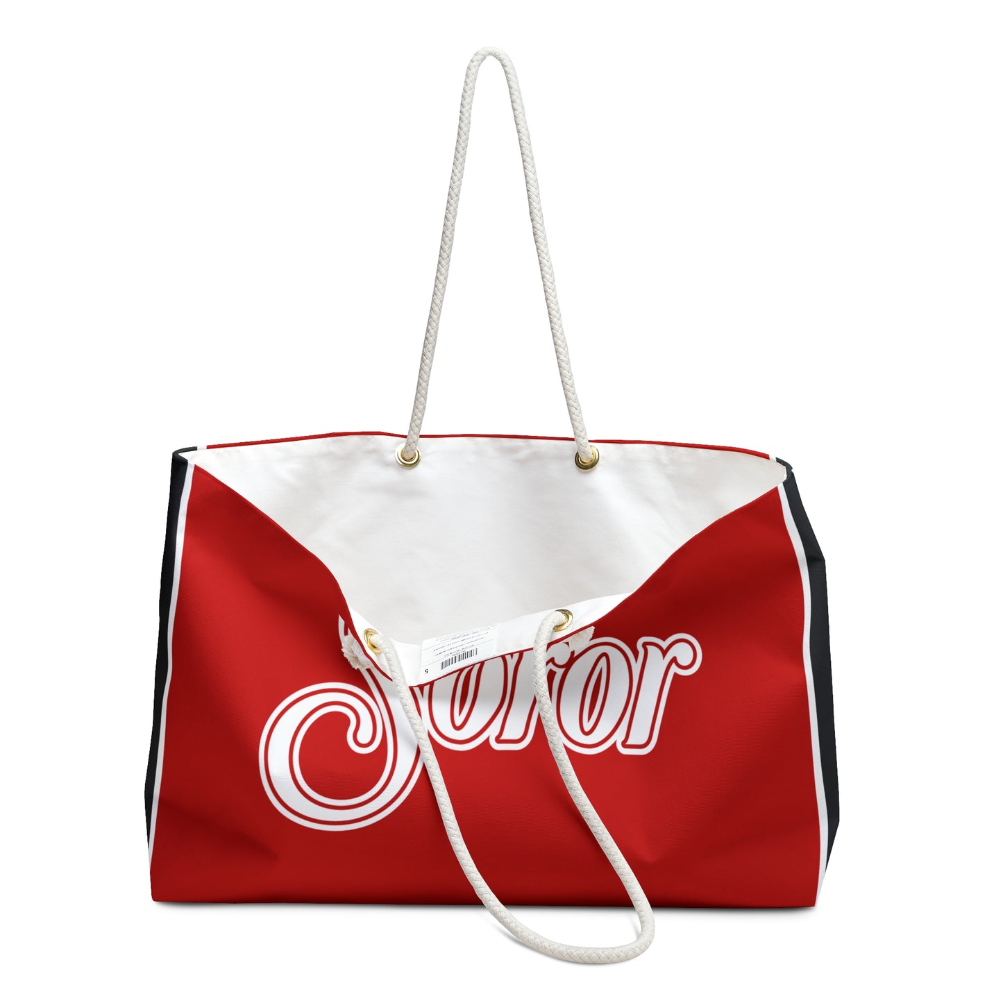 Soror Tri-Color Weekend Travel Bag | Red and White