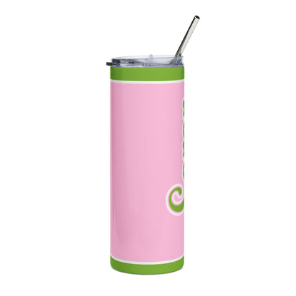 Personalized Soror Tri-Color Stainless Steel Tumbler | Pink and Green