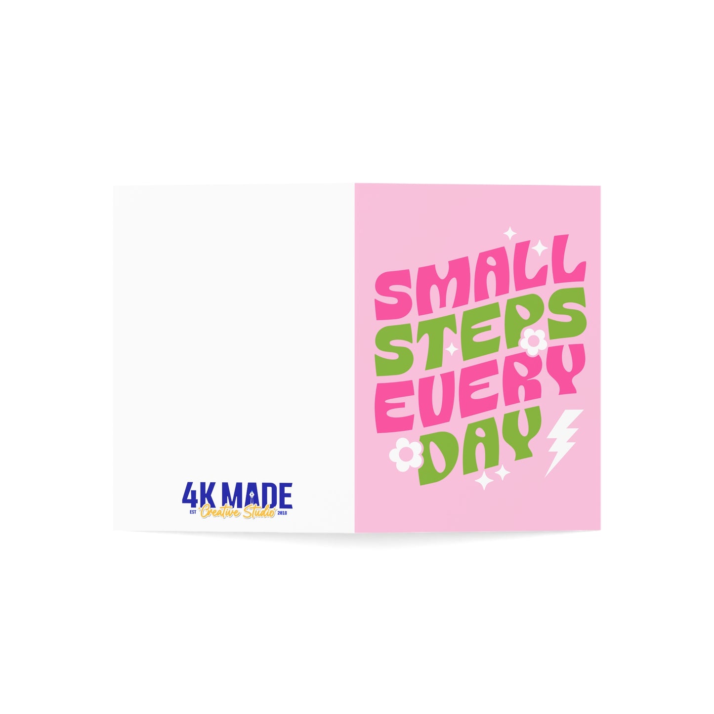 Small Steps Everyday – Folded Greeting Card | Pink and Green | Single & Bulk
