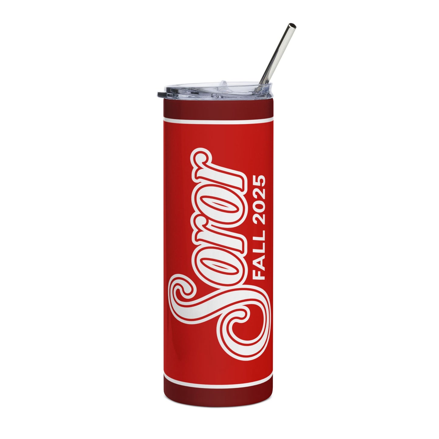 Personalized Soror Tri-Color Stainless Steel Tumbler | Red and White