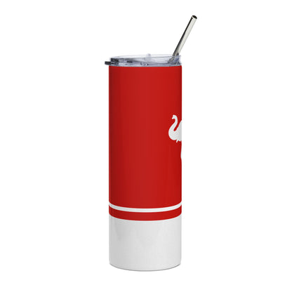 Faux Glitter Elephant Icon Stainless Steel Tumbler | Red and White