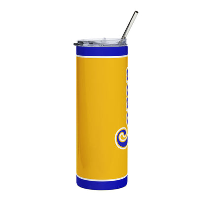 Personalized Soror Tri-Color Stainless Steel Tumbler | Blue and Gold