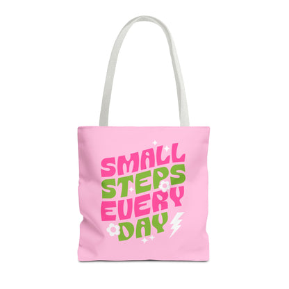Small Steps Everyday Tote Bag | Pink and Green