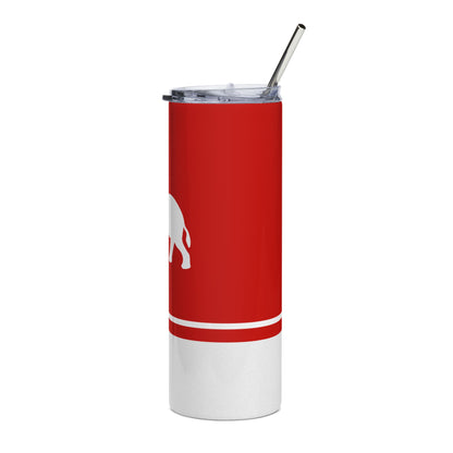 Faux Glitter Elephant Icon Stainless Steel Tumbler | Red and White