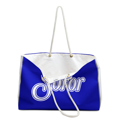 Soror Tri-Color Weekend Travel Bag | Blue and White