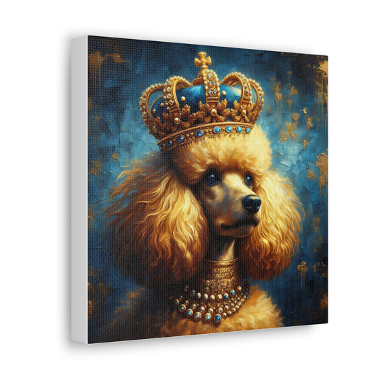 Crowned Poodle Oil Painting Style Canvas Print