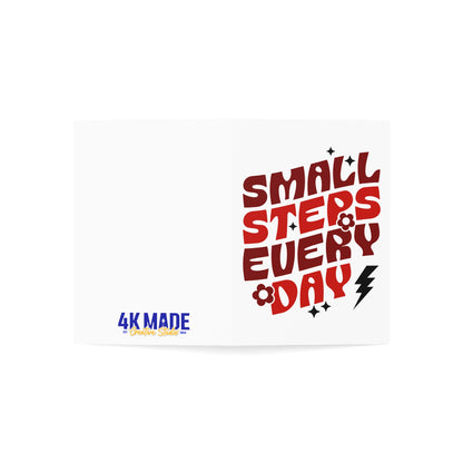 Small Steps Everyday – Folded Greeting Card | Red and White | Single & Bulk