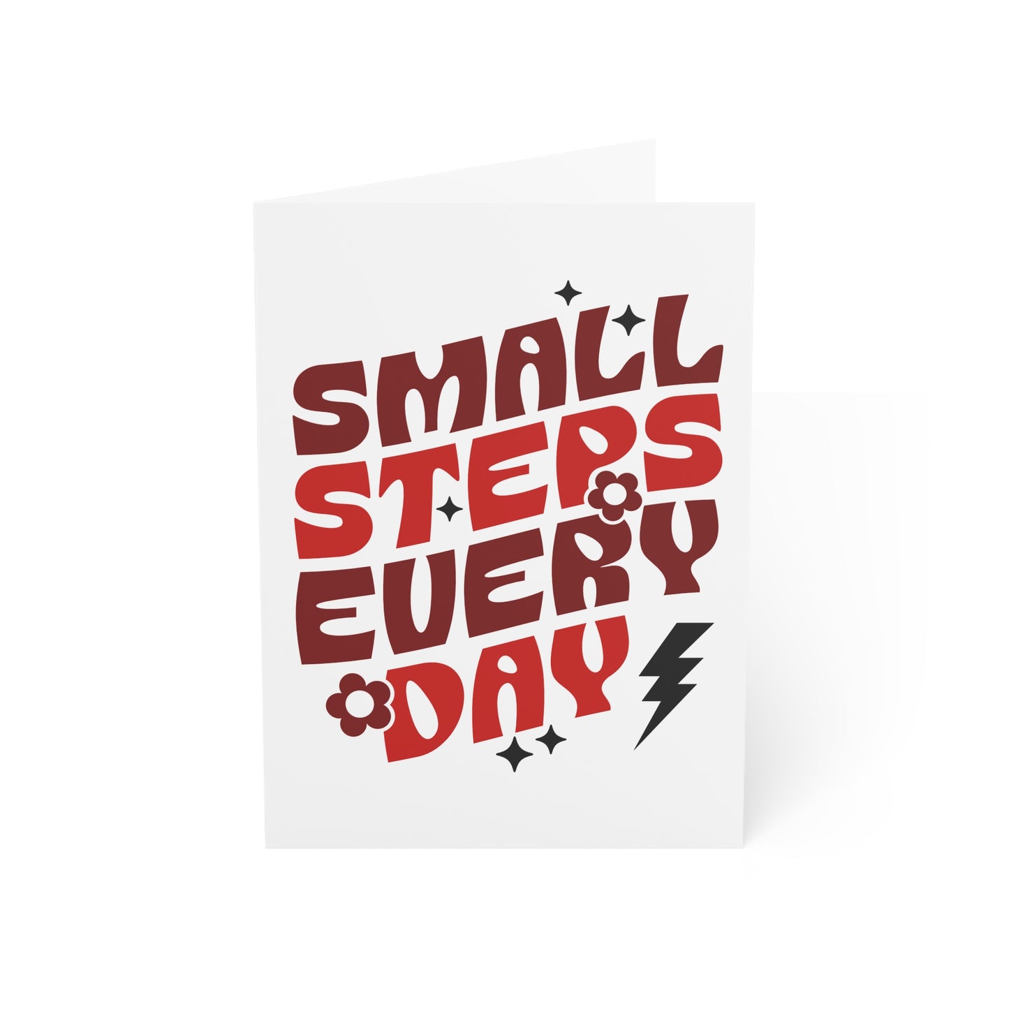 Small Steps Everyday – Folded Greeting Card | Red and White | Single & Bulk