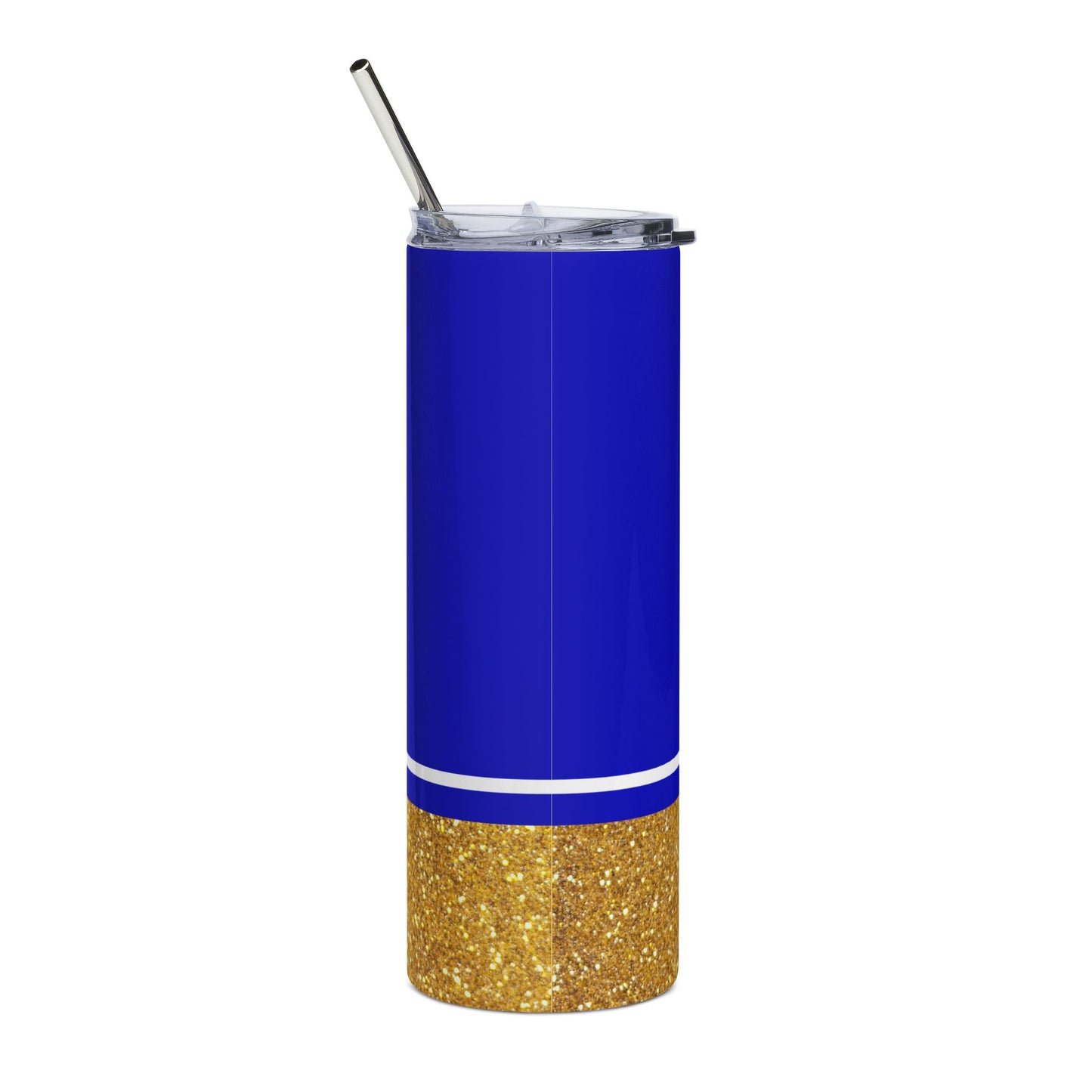 Faux Glitter Poodle Icon Stainless Steel Tumbler | Blue and Gold