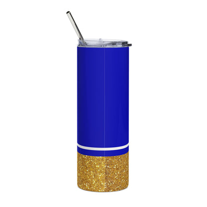 Faux Glitter Poodle Icon Stainless Steel Tumbler | Blue and Gold