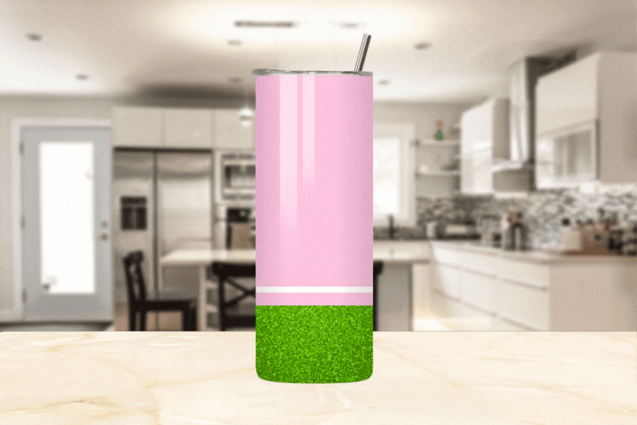 Faux Glitter Ivy Icon Stainless Steel Tumbler | Pink and Green