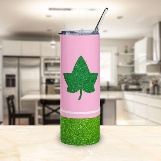 Faux Glitter Ivy Icon Stainless Steel Tumbler | Pink and Green