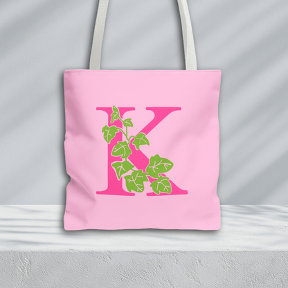 Personalized Ivy Initial Tote Bag | Pink and Green