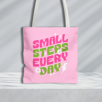 Small Steps Everyday Tote Bag | Pink and Green