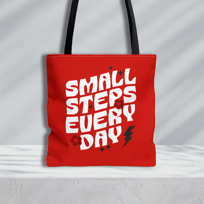 Small Steps Everyday Tote Bag | Red and White
