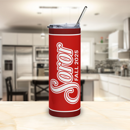 Personalized Soror Tri-Color Stainless Steel Tumbler | Red and White