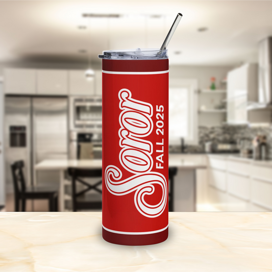 Personalized Soror Tri-Color Stainless Steel Tumbler | Red and White