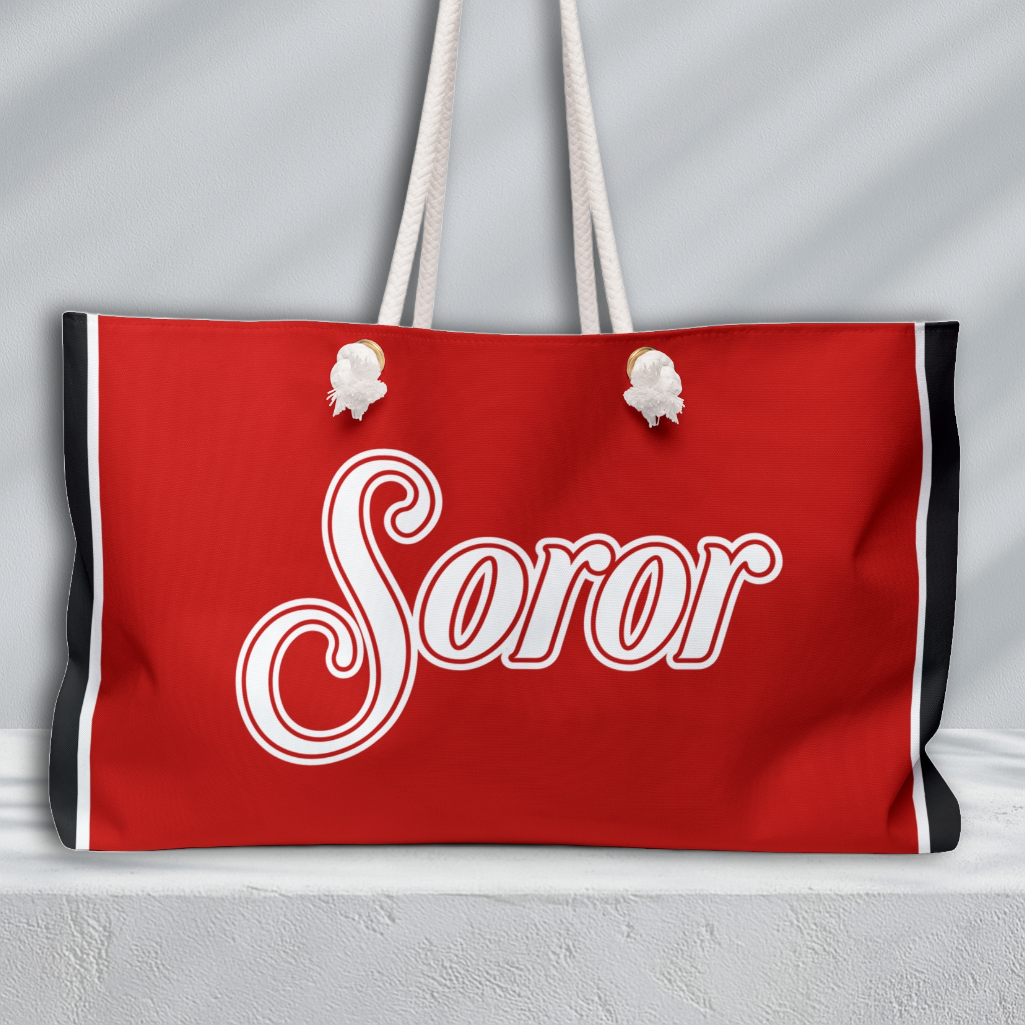 Soror Tri-Color Weekend Travel Bag | Red and White