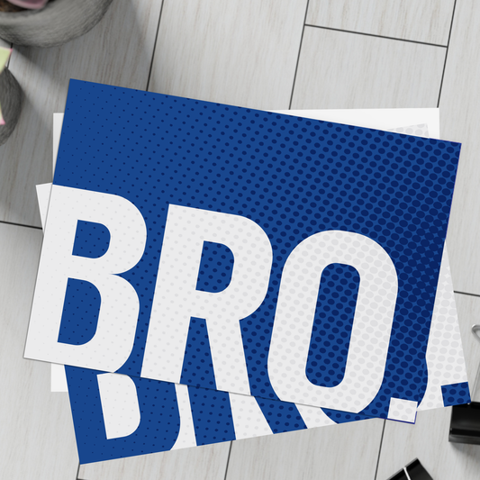 Bro. – Folded Greeting Card | Blue and White | Single & Bulk
