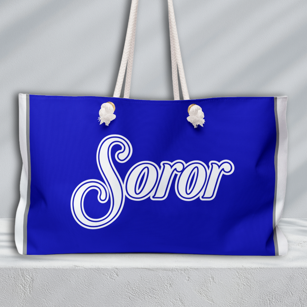 Soror Tri-Color Weekend Travel Bag | Blue and White