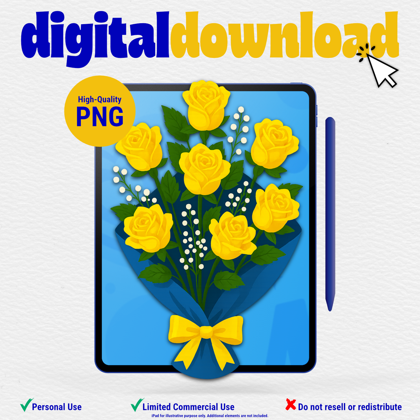 Yellow Rose Bouquet Clip Art | Digital Download