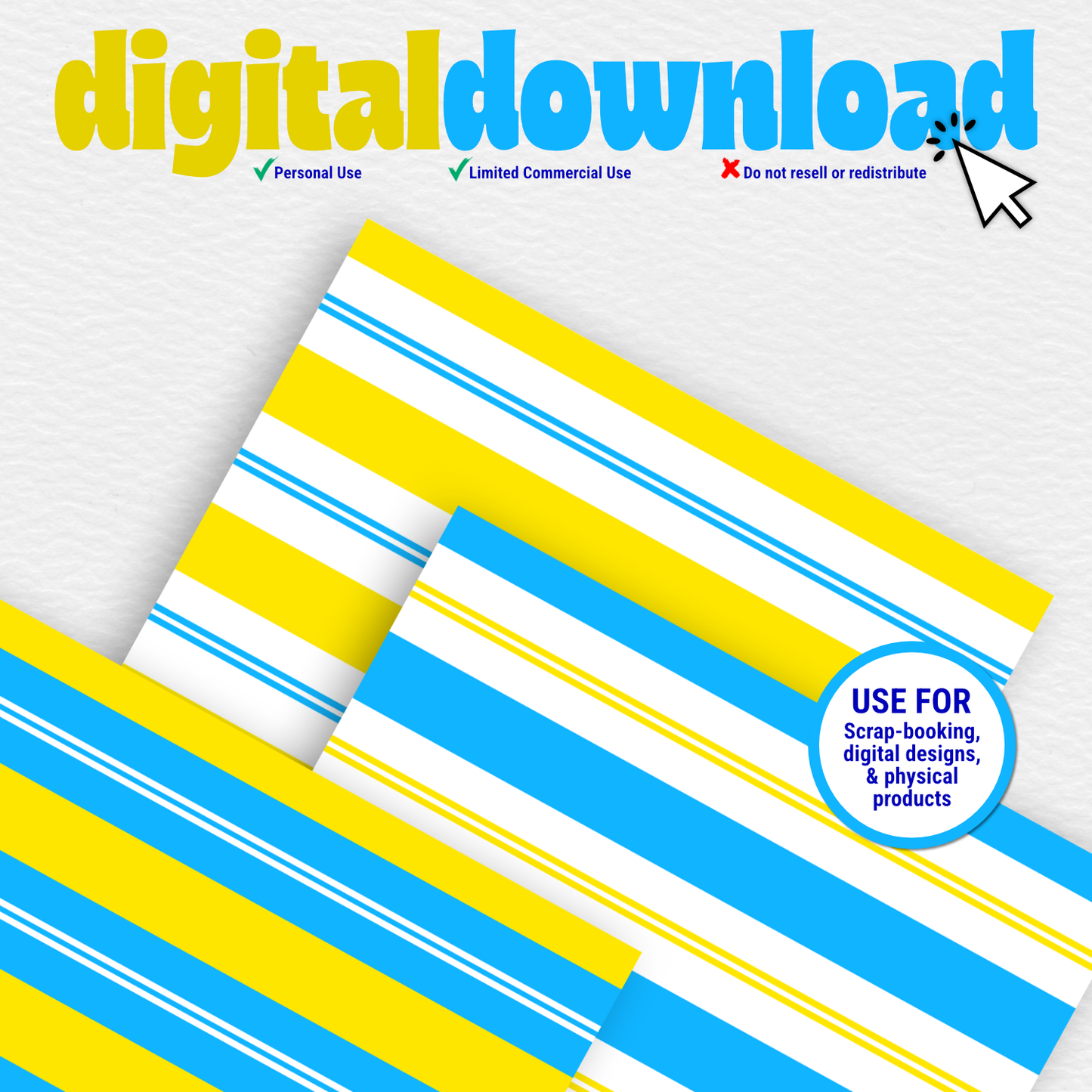 Light Blue and Yellow Stripes Digital Paper