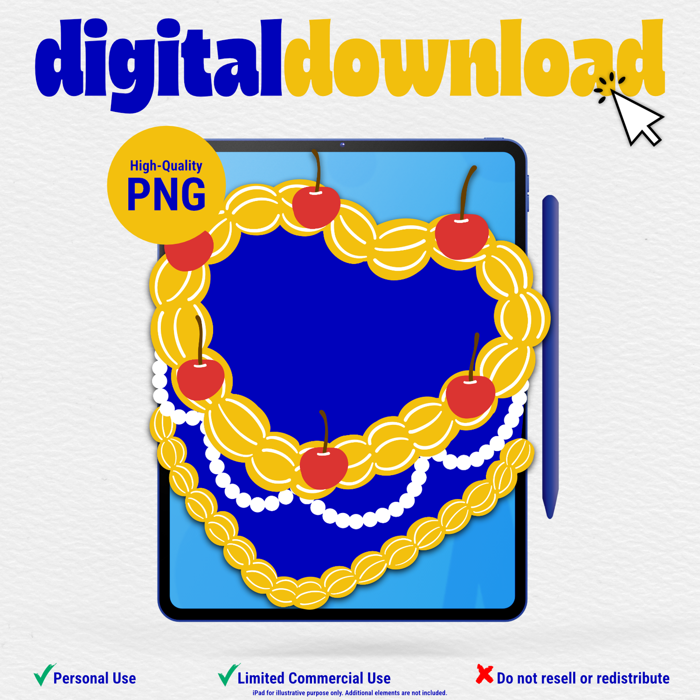 Vintage Cake Clipart | Blue and Gold | Digital Download