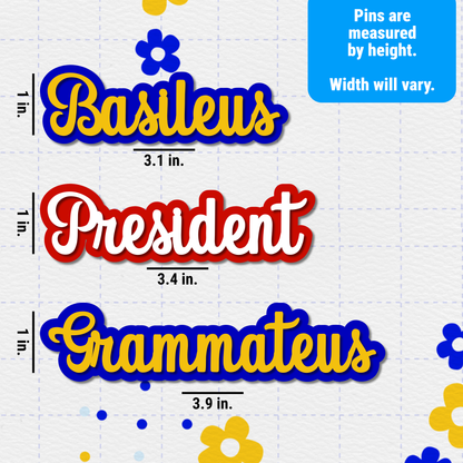 Custom Chapter Officer Title Acrylic Pin | Blue and Gold