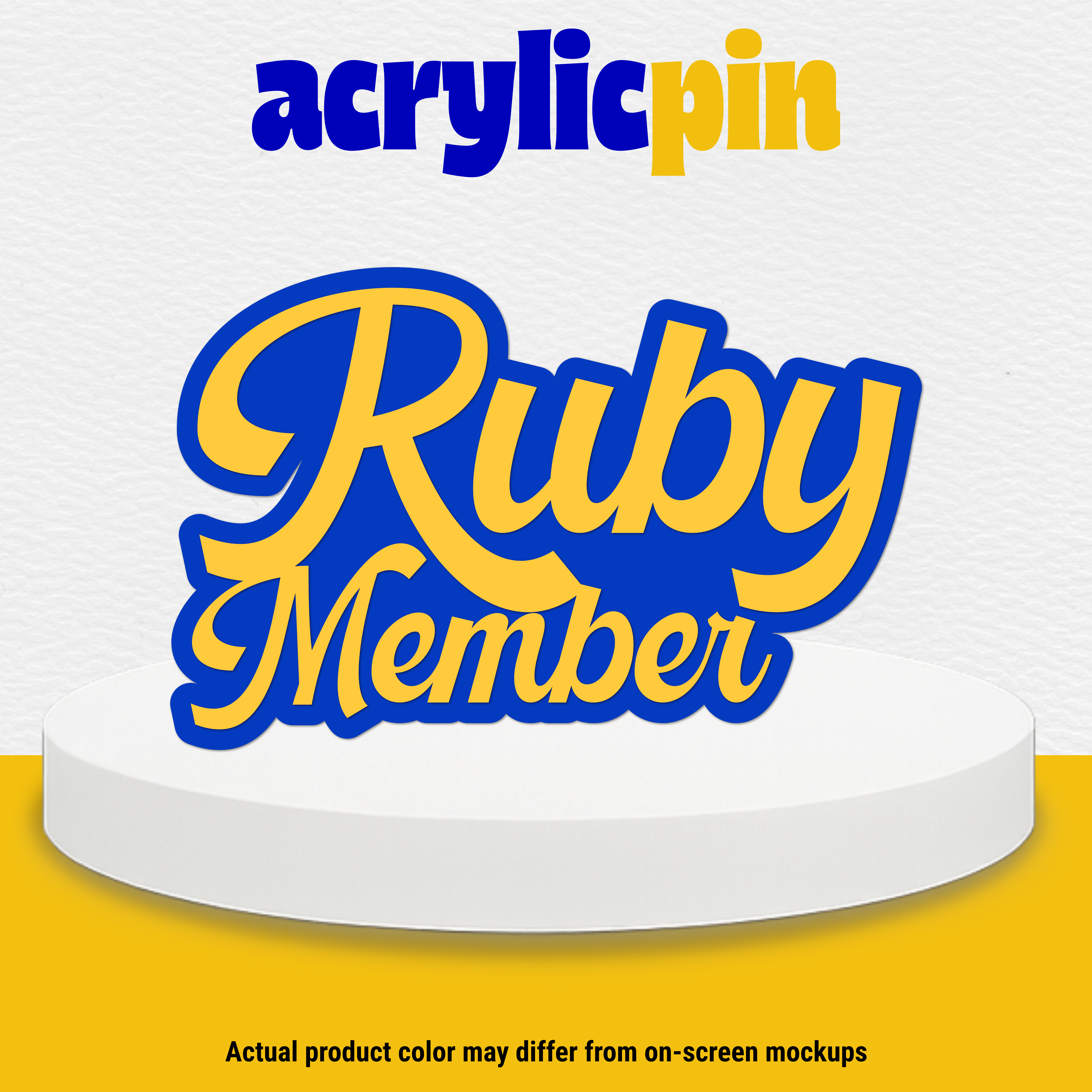 Blue and Gold Ruby Member Pin – 4K Made Creative Studio